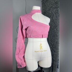Elegant Pink Asymmetrical Women's Top